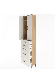 Arges Dolap 4 Raflı 5 Çekmeceli 2 Kapaklı 60x30x243 Çam-Aytaşı