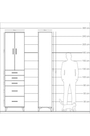 Arges Dolap 4 Raflı 5 Çekmeceli 2 Kapaklı 60x30x243 Çam-Aytaşı