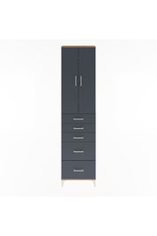 Arges Dolap 4 Raflı 5 Çekmeceli 2 Kapaklı 60x30x243 Çam-Antrasit