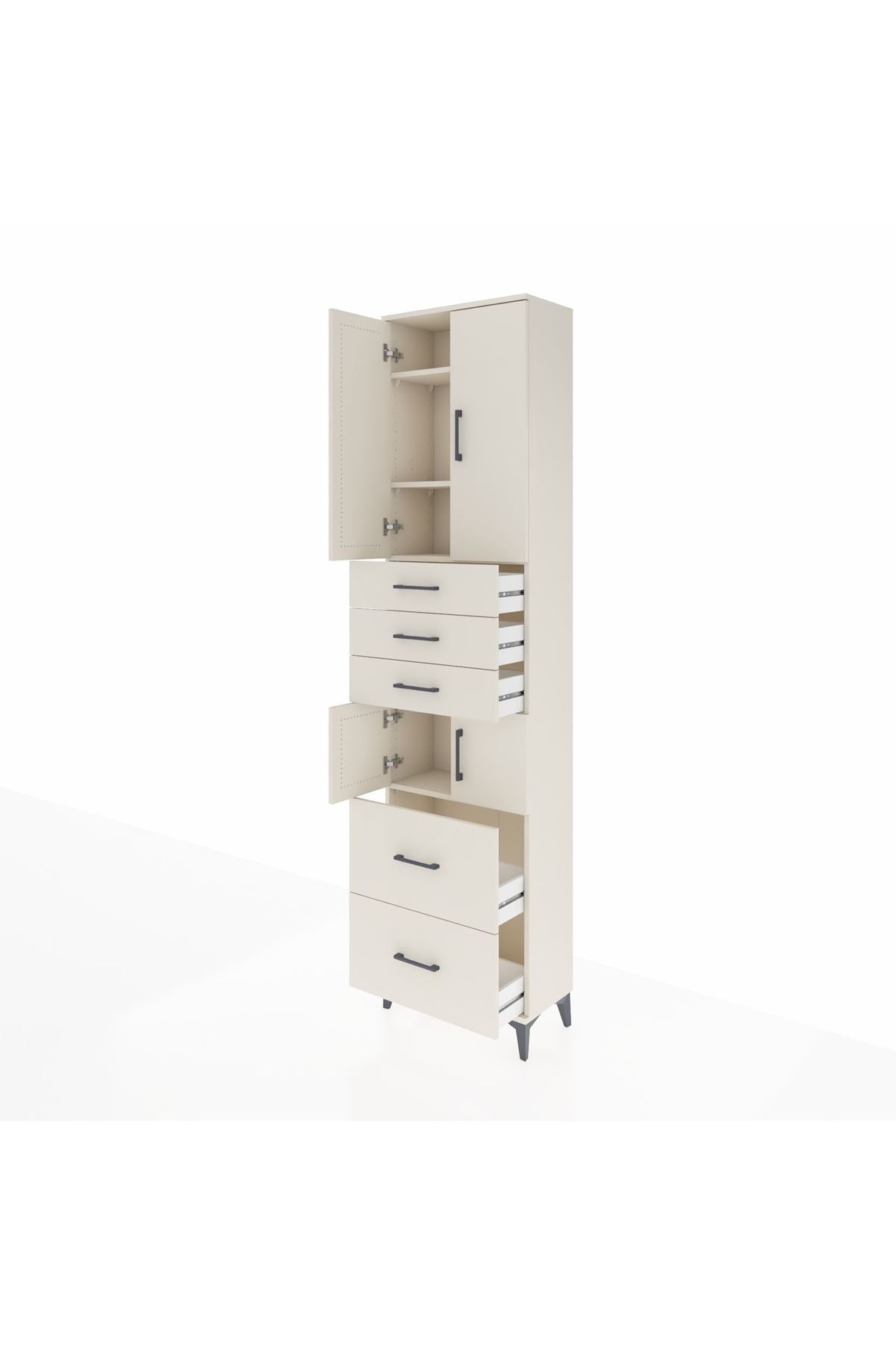 Arges Dolap 4 Raflı 5 Çekmeceli 4 Kapaklı 60x30x243 Aytaşı-Aytaşı