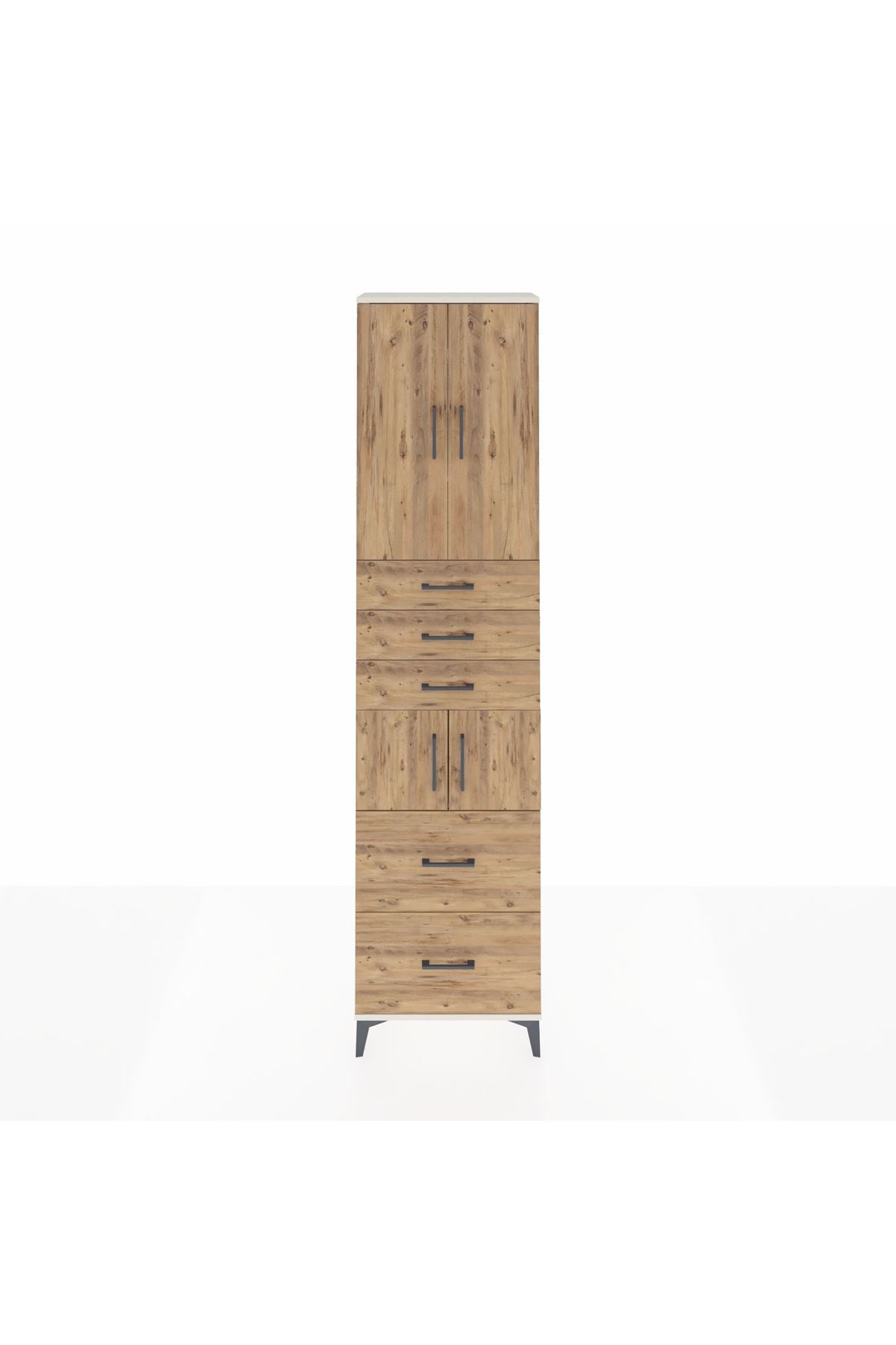 Arges Dolap 4 Raflı 5 Çekmeceli 4 Kapaklı 60x30x243 Aytaşı-Çam