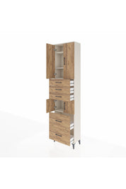 Arges Dolap 4 Raflı 5 Çekmeceli 4 Kapaklı 60x30x243 Aytaşı-Çam