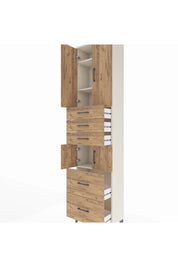 Arges Dolap 4 Raflı 5 Çekmeceli 4 Kapaklı 60x30x243 Aytaşı-Çam