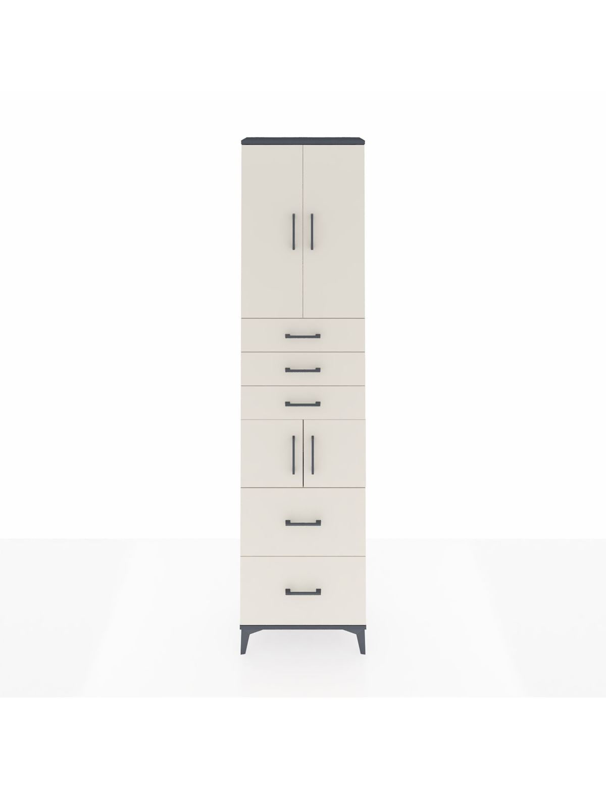 Arges Dolap 4 Raflı 5 Çekmeceli 4 Kapaklı 60x30x243 Antrasit-Aytaşı