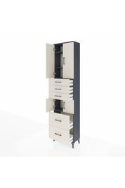 Arges Dolap 4 Raflı 5 Çekmeceli 4 Kapaklı 60x30x243 Antrasit-Aytaşı