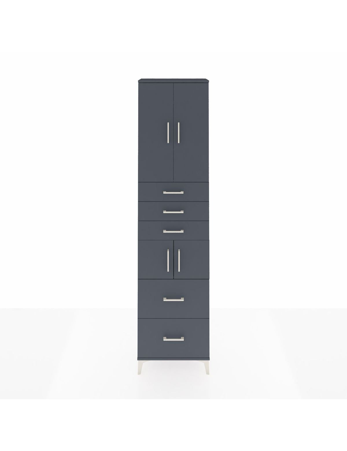 Arges Dolap 4 Raflı 5 Çekmeceli 4 Kapaklı 60x30x243 Antrasit-Antrasit