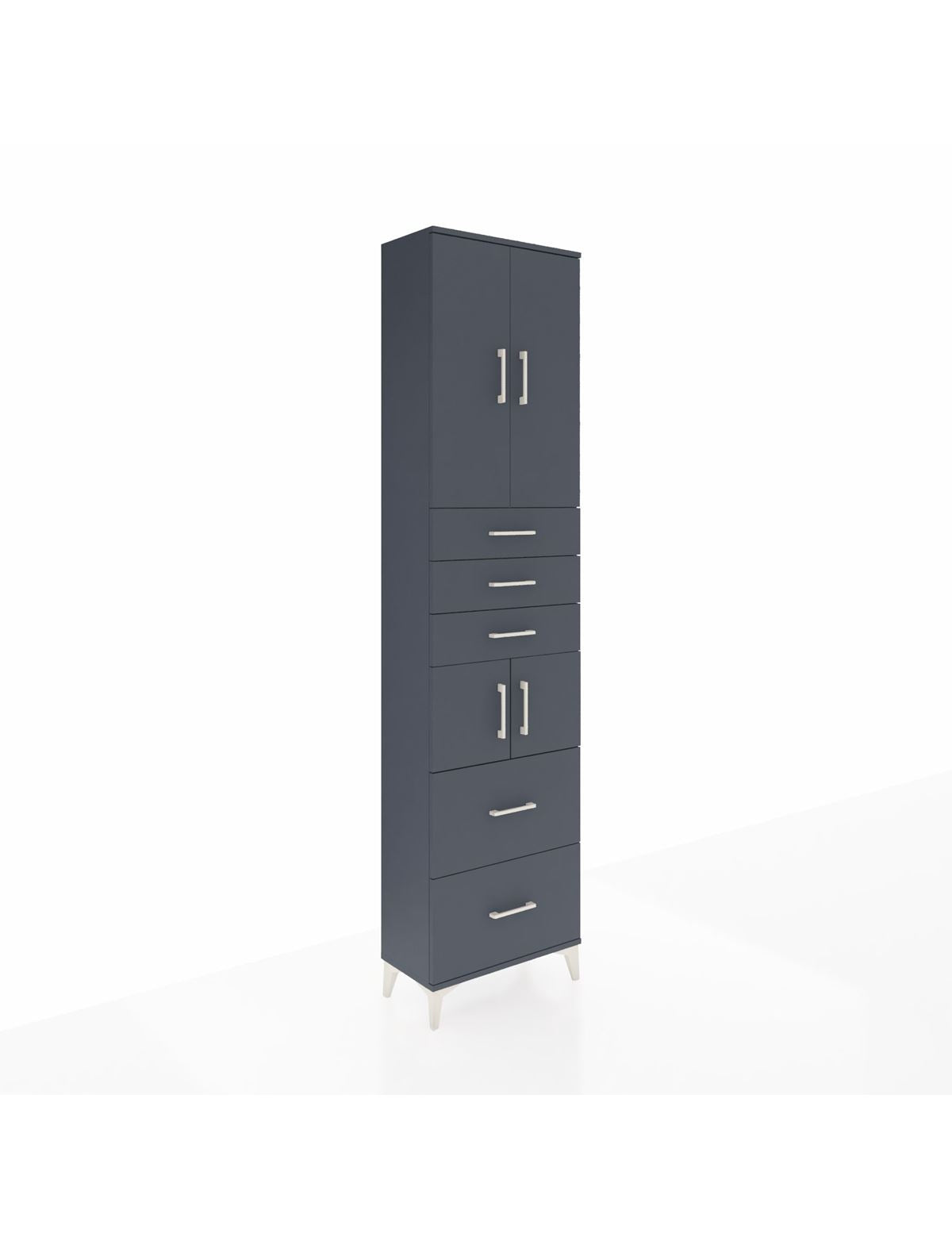 Arges Dolap 4 Raflı 5 Çekmeceli 4 Kapaklı 60x30x243 Antrasit-Antrasit