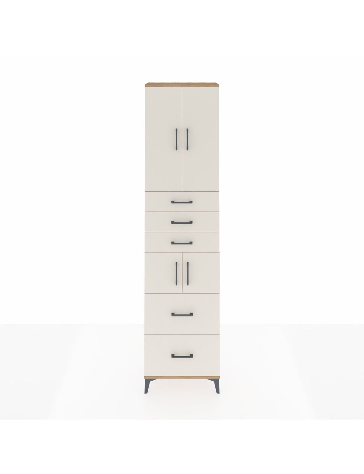 Arges Dolap 4 Raflı 5 Çekmeceli 4 Kapaklı 60x30x243 Çam-Aytaşı