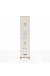 Arges Dolap 4 Raflı 5 Çekmeceli 4 Kapaklı 60x30x243 Çam-Aytaşı