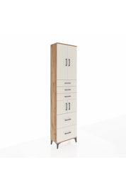 Arges Dolap 4 Raflı 5 Çekmeceli 4 Kapaklı 60x30x243 Çam-Aytaşı