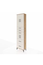 Arges Dolap 4 Raflı 5 Çekmeceli 4 Kapaklı 60x30x243 Çam-Aytaşı