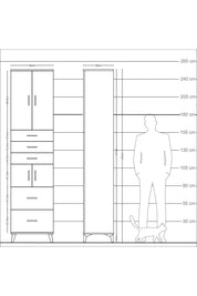 Arges Dolap 4 Raflı 5 Çekmeceli 4 Kapaklı 60x30x243 Çam-Antrasit