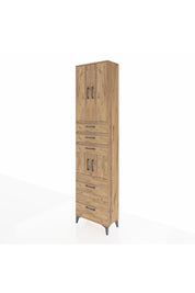 Arges Dolap 4 Raflı 5 Çekmeceli 4 Kapaklı 60x30x243 Çam-Çam