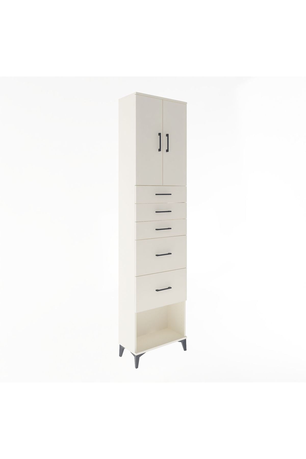 Arges Dolap 3 Raflı 5 Çekmeceli 2 Kapaklı 60x30x243 Aytaşı-Aytaşı