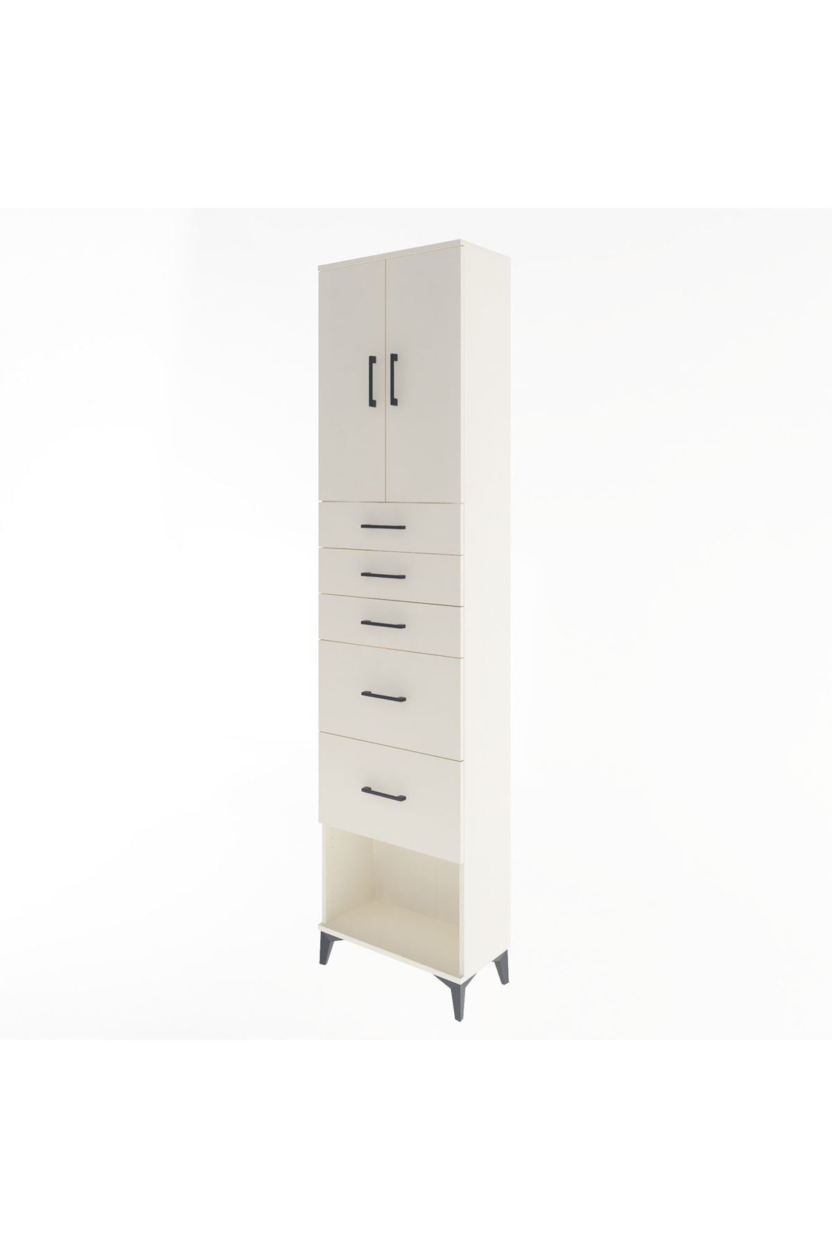 Arges Dolap 3 Raflı 5 Çekmeceli 2 Kapaklı 60x30x243 Aytaşı-Aytaşı