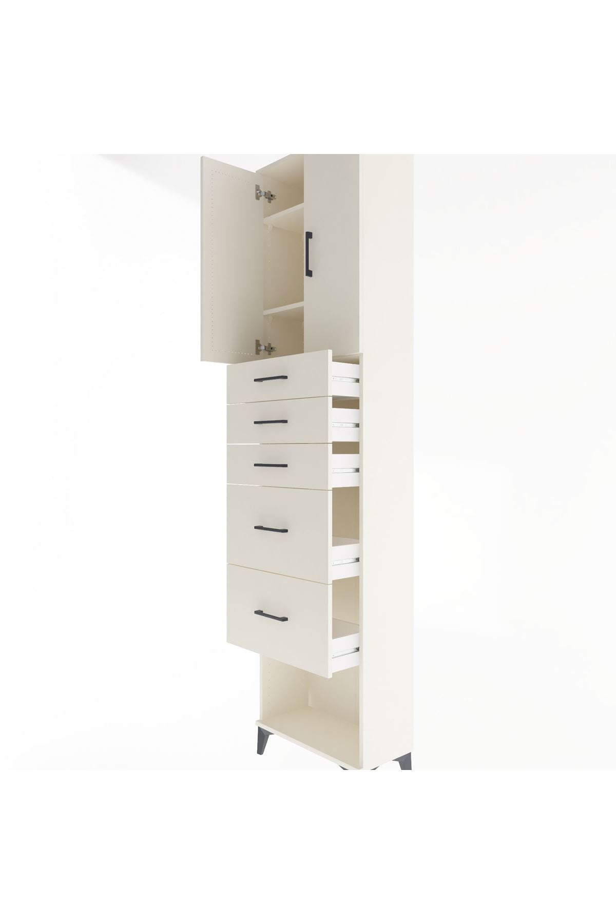 Arges Dolap 3 Raflı 5 Çekmeceli 2 Kapaklı 60x30x243 Aytaşı-Aytaşı