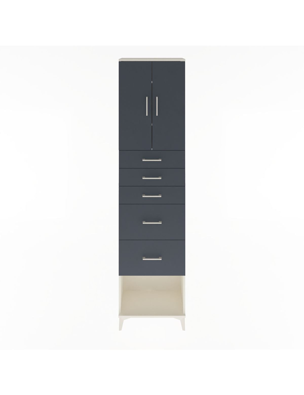 Arges Dolap 3 Raflı 5 Çekmeceli 2 Kapaklı 60x30x243 Aytaşı-Antrasit