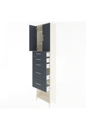 Arges Dolap 3 Raflı 5 Çekmeceli 2 Kapaklı 60x30x243 Aytaşı-Antrasit