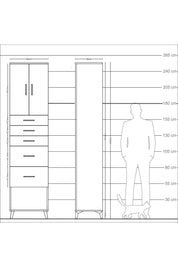 Arges Dolap 3 Raflı 5 Çekmeceli 2 Kapaklı 60x30x243 Aytaşı-Antrasit