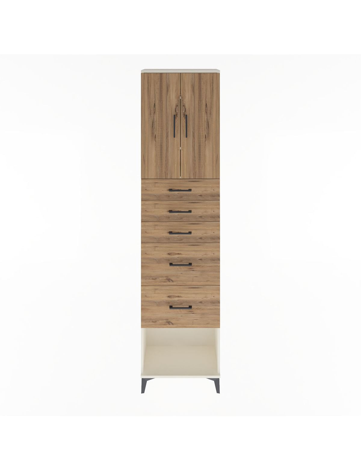 Arges Dolap 3 Raflı 5 Çekmeceli 2 Kapaklı 60x30x243 Aytaşı-Çam