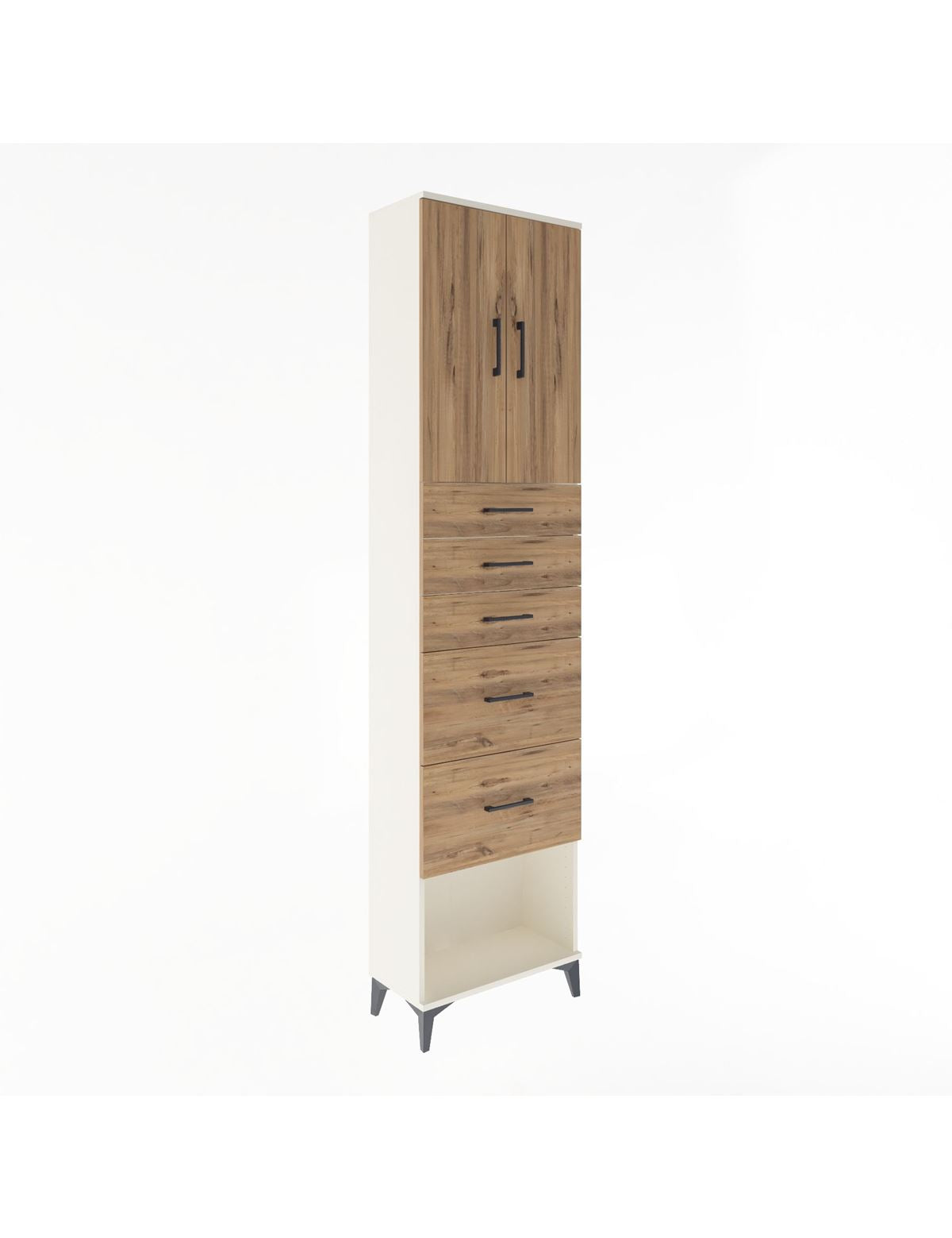 Arges Dolap 3 Raflı 5 Çekmeceli 2 Kapaklı 60x30x243 Aytaşı-Çam