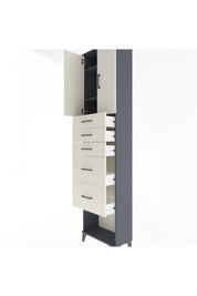 Arges Dolap 3 Raflı 5 Çekmeceli 2 Kapaklı 60x30x243 Antrasit-Aytaşı