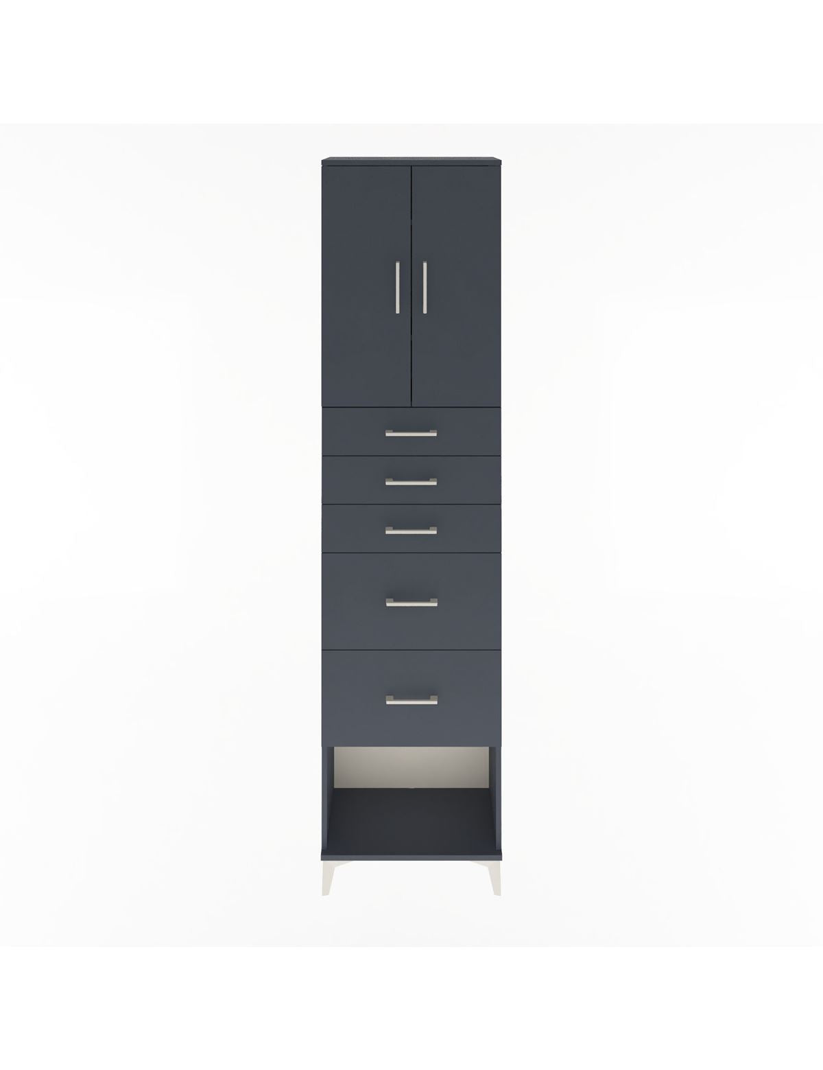 Arges Dolap 3 Raflı 5 Çekmeceli 2 Kapaklı 60x30x243 Antrasit-Antrasit