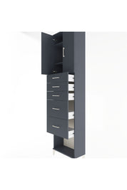 Arges Dolap 3 Raflı 5 Çekmeceli 2 Kapaklı 60x30x243 Antrasit-Antrasit