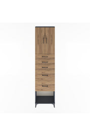 Arges Dolap 3 Raflı 5 Çekmeceli 2 Kapaklı 60x30x243 Antrasit-Çam