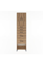 Arges Dolap 3 Raflı 5 Çekmeceli 2 Kapaklı 60x30x243 Çam-Çam