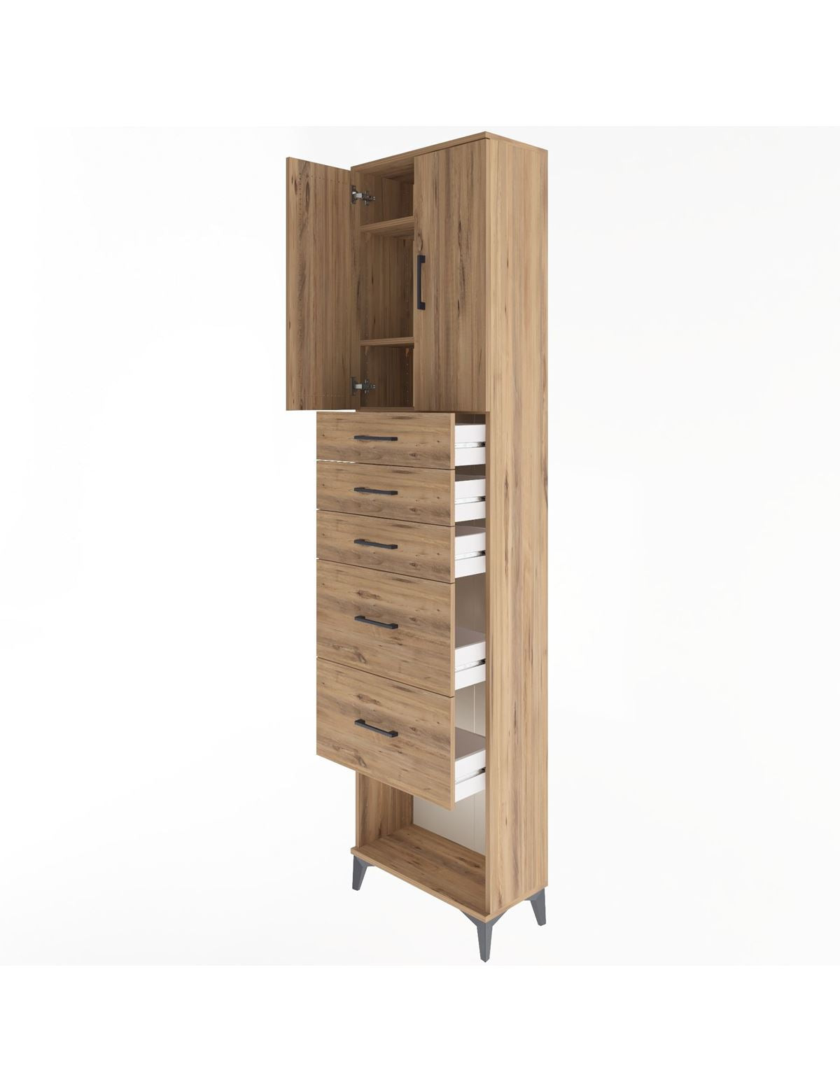 Arges Dolap 3 Raflı 5 Çekmeceli 2 Kapaklı 60x30x243 - S32M066V9A