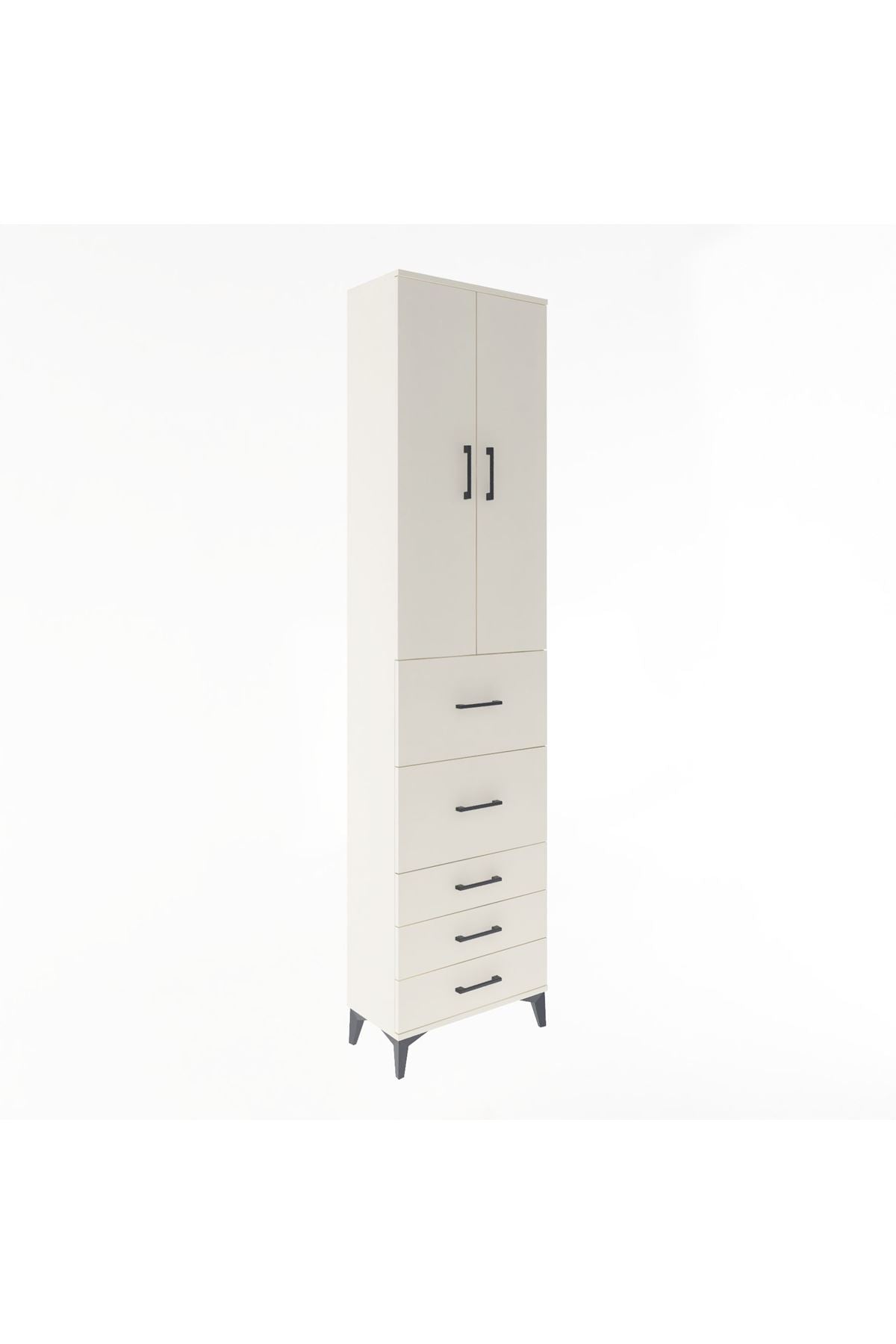 Arges Dolap 4 Raflı 5 Çekmeceli 2 Kapaklı 60x30x243 Aytaşı-Aytaşı