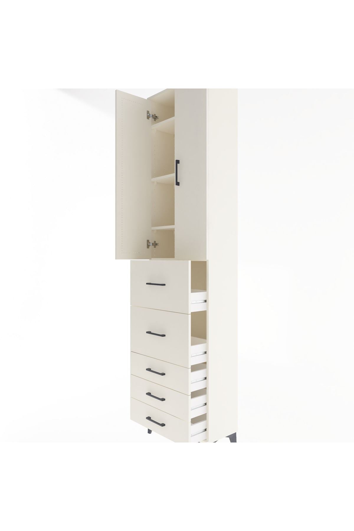 Arges Dolap 4 Raflı 5 Çekmeceli 2 Kapaklı 60x30x243 Aytaşı-Aytaşı