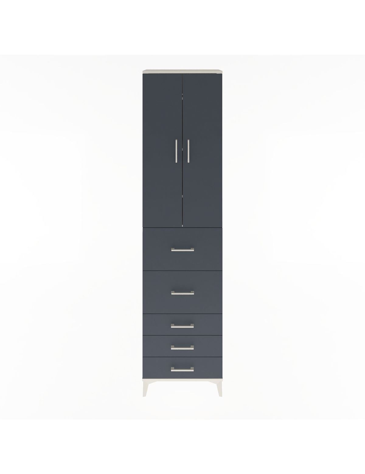 Arges Dolap 4 Raflı 5 Çekmeceli 2 Kapaklı 60x30x243 Aytaşı-Antrasit