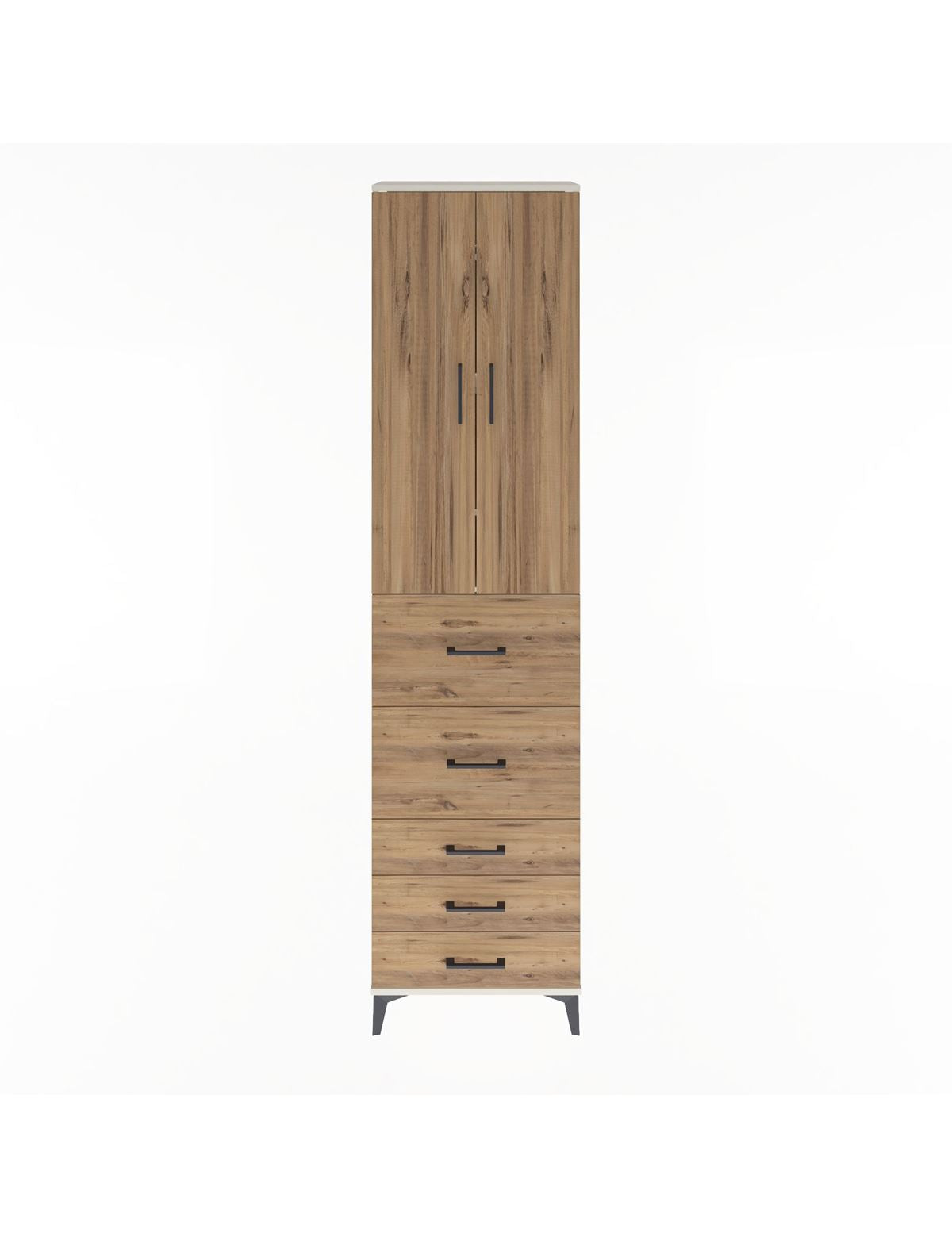 Arges Dolap 4 Raflı 5 Çekmeceli 2 Kapaklı 60x30x243 Aytaşı-Çam