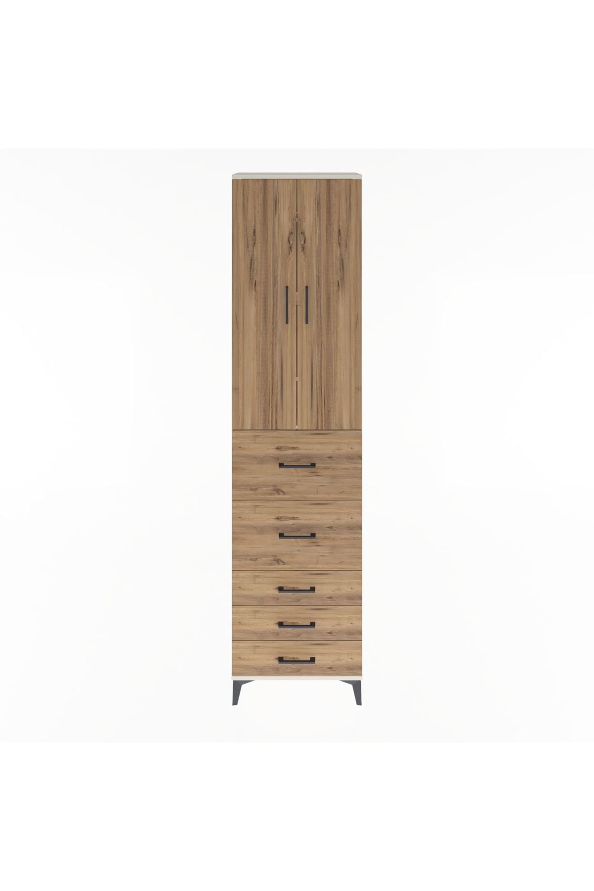 Arges Dolap 4 Raflı 5 Çekmeceli 2 Kapaklı 60x30x243 Aytaşı-Çam