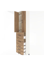 Arges Dolap 4 Raflı 5 Çekmeceli 2 Kapaklı 60x30x243 Aytaşı-Çam