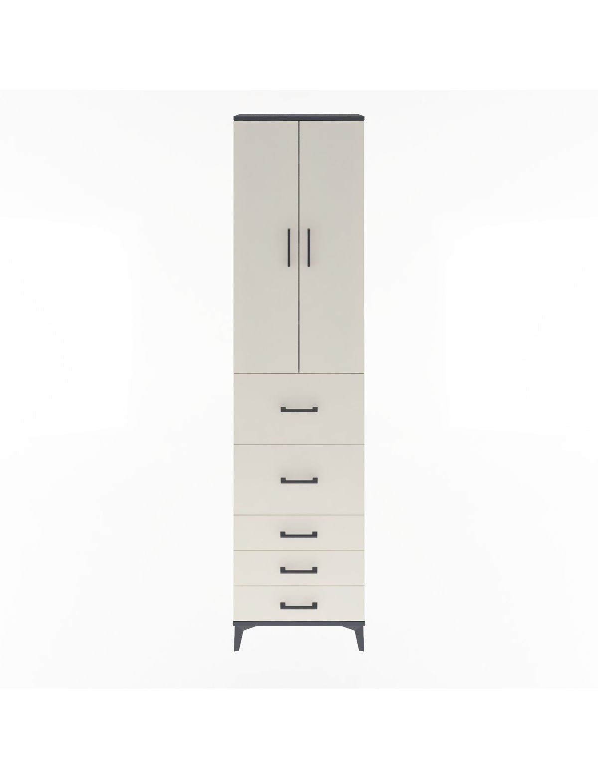 Arges Dolap 4 Raflı 5 Çekmeceli 2 Kapaklı 60x30x243 Antrasit-Aytaşı