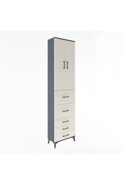 Arges Dolap 4 Raflı 5 Çekmeceli 2 Kapaklı 60x30x243 Antrasit-Aytaşı