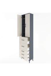 Arges Dolap 4 Raflı 5 Çekmeceli 2 Kapaklı 60x30x243 Antrasit-Aytaşı