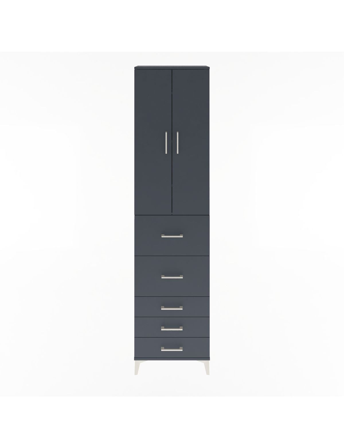 Arges Dolap 4 Raflı 5 Çekmeceli 2 Kapaklı 60x30x243 Antrasit-Antrasit