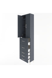 Arges Dolap 4 Raflı 5 Çekmeceli 2 Kapaklı 60x30x243 Antrasit-Antrasit
