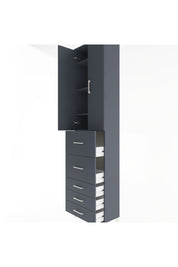 Arges Dolap 4 Raflı 5 Çekmeceli 2 Kapaklı 60x30x243 Antrasit-Antrasit