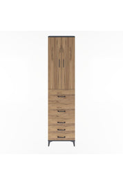 Arges Dolap 4 Raflı 5 Çekmeceli 2 Kapaklı 60x30x243 Antrasit-Çam