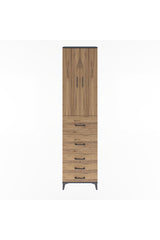 Arges Dolap 4 Raflı 5 Çekmeceli 2 Kapaklı 60x30x243