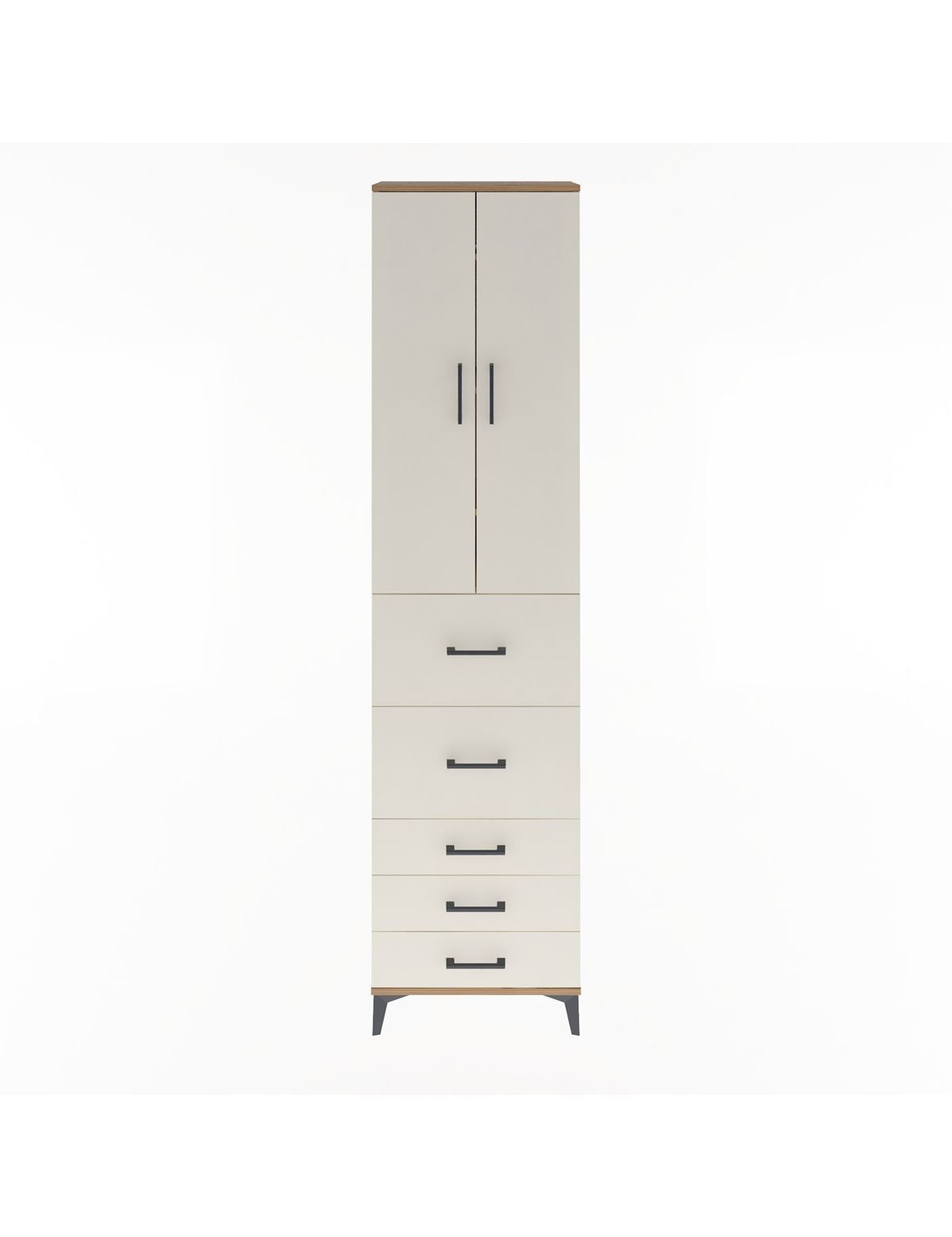 Arges Dolap 4 Raflı 5 Çekmeceli 2 Kapaklı 60x30x243 Çam-Aytaşı