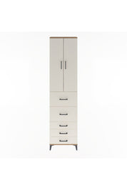 Arges Dolap 4 Raflı 5 Çekmeceli 2 Kapaklı 60x30x243 Çam-Aytaşı
