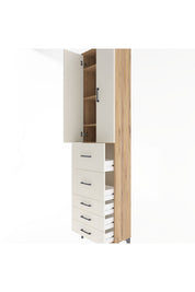 Arges Dolap 4 Raflı 5 Çekmeceli 2 Kapaklı 60x30x243 Çam-Aytaşı
