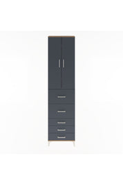 Arges Dolap 4 Raflı 5 Çekmeceli 2 Kapaklı 60x30x243 Çam-Antrasit