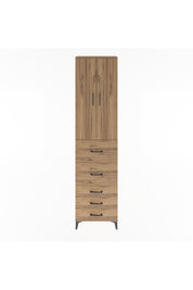 Arges Dolap 4 Raflı 5 Çekmeceli 2 Kapaklı 60x30x243 Çam-Çam